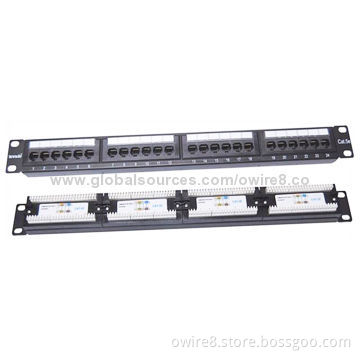 19 Inches RJ45 Network Cat5e Patch Panels, 150V Voltage Rating